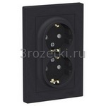 [ATN001026] ATLASDESIGN РОЗЕТКА двойная с заземлением со шторками, 16А, в сборе, КАРБОН () <Schneider Electric->