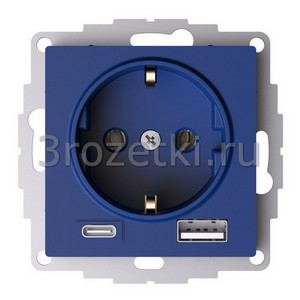 3rozetki.ru - Systeme Electric - AtlasDesign - [ATN001132] Розетка SCHUKO с з/к с USB A+C (аквамарин).