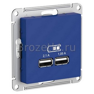 3rozetki.ru - Systeme Electric - AtlasDesign - [ATN001133] Розетка USB 2x1500mA (аквамарин).