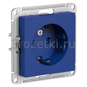 3rozetki.ru - Systeme Electric - AtlasDesign - [ATN001145] Розетка SCHUKO с з/к, со шторками ''защита от детей'' (аквамарин).