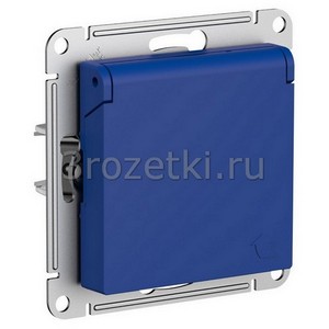 3rozetki.ru - Systeme Electric - AtlasDesign - [ATN001146] Розетка SCHUKO с з/к, с крышкой (аквамарин).