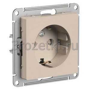 3rozetki.ru - Systeme Electric - AtlasDesign - [ATN001245] Розетка SCHUKO с з/к, со шторками ''защита от детей'' (песочный).