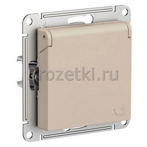 3rozetki.ru - Systeme Electric - AtlasDesign - [ATN001246] Розетка SCHUKO с з/к, с крышкой (песочный).