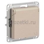 [ATN001246] Розетка SCHUKO с з/к, с крышкой (песочный) <Systeme Electric-AtlasDesign>