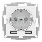 [ATN001330] Розетка SCHUKO с з/к с USB A+A (лотос) <Systeme Electric-AtlasDesign>