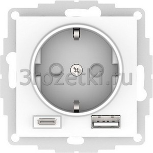 3rozetki.ru - Systeme Electric - AtlasDesign - [ATN001332] Розетка SCHUKO с з/к с USB A+C (лотос).