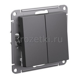 3rozetki.ru - Systeme Electric - AtlasDesign - [ATN001417] Кнопка без фиксации 2-клавишная 2НО (базальт).