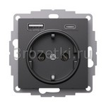 [ATN001432] Розетка SCHUKO с з/к с USB A+C (базальт) <Systeme Electric-AtlasDesign>