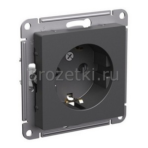 3rozetki.ru - Systeme Electric - AtlasDesign - [ATN001445] Розетка SCHUKO с з/к, со шторками ''защита от детей'' (базальт).