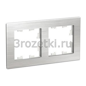 3rozetki.ru - Systeme Electric - AtlasDesign Nature - [ATN312102] Рамкa 2 постовая металл, вертикальная/горизонтальная (серебро).