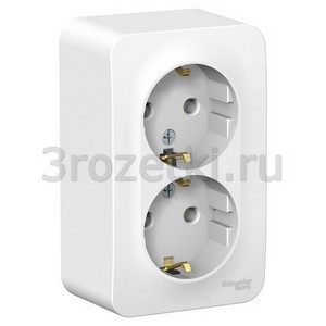 3rozetki.ru - Schneider Electric - [BLNRA010201] BLANCA О/У РОЗЕТКА двойная с заземлением без шторок, 16А, 250В, БЕЛЫЙ ().