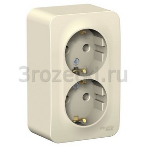 3rozetki.ru - Schneider Electric - [BLNRA010202] BLANCA О/У РОЗЕТКА двойная с заземлением без шторок, 16А, 250В, МОЛОЧНЫЙ ().