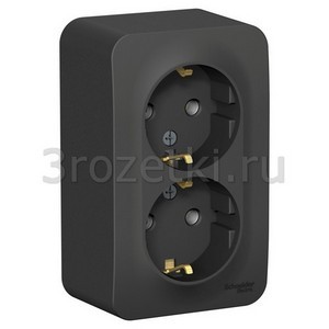 3rozetki.ru - Schneider Electric - [BLNRA010216] BLANCA О/У РОЗЕТКА двойная с заземл. без штор. ИЗОЛ.ПЛ.,16А, 250В, АНТРАЦИТ ().