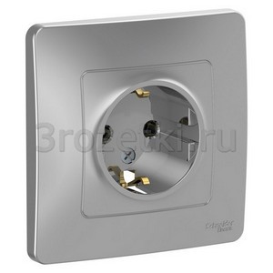 3rozetki.ru - Schneider Electric - [BLNRS001013] BLANCA С/У РОЗЕТКА с заземлением без шторок, 16А, 250В, АЛЮМИНИЙ ().