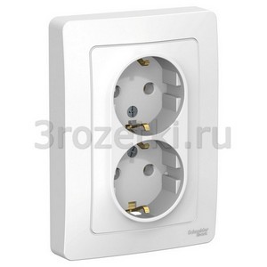3rozetki.ru - Schneider Electric - [BLNRS001021] BLANCA С/У РОЗЕТКА двойная с заземлением без шторок, 16А, 250В, БЕЛЫЙ ().