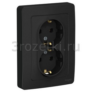 3rozetki.ru - Schneider Electric - [BLNRS001026] BLANCA С/У РОЗЕТКА двойная с заземлением без шторок, 16А, 250В, АНТРАЦИТ ().