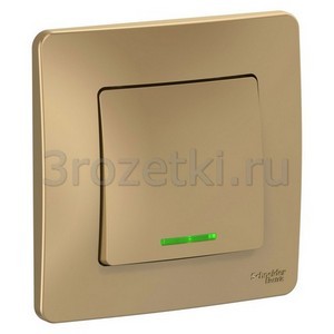 3rozetki.ru - Schneider Electric - [BLNVS010114] BLANCA С/У 1-клавишный ВЫКЛЮЧАТЕЛЬ (cх.1) с подсветкой, 10А, 250B, ТИТАН ().