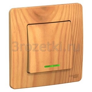 3rozetki.ru - Schneider Electric - [BLNVS010115] BLANCA С/У 1-клавишный ВЫКЛЮЧАТЕЛЬ (cх.1) с подсв., 10А, 250B, ЯСЕНЬ ().