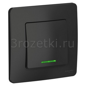 3rozetki.ru - Schneider Electric - [BLNVS010116] BLANCA С/У 1-клавишный ВЫКЛЮЧАТЕЛЬ (cх.1) с подсв., 10А, 250B, АНТРАЦИТ ().