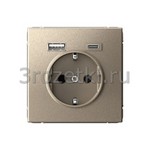 [GAL000532] Розетка SCHUKO с з/к с USB A+C (шампань) <Systeme Electric-Atlas ArtGallery>