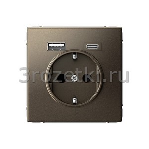 3rozetki.ru - Systeme Electric - Atlas ArtGallery - [GAL000632] Розетка SCHUKO с з/к с USB A+C (мокко).