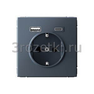 3rozetki.ru - Systeme Electric - Atlas ArtGallery - [GAL000732] Розетка SCHUKO с з/к с USB A+C (грифель).