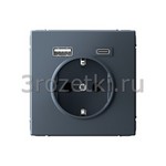 [GAL000732] Розетка SCHUKO с з/к с USB A+C (грифель) <Systeme Electric-Atlas ArtGallery>