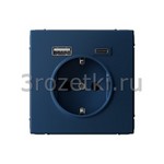 [GAL001132] Розетка SCHUKO с з/к с USB A+C (аквамарин) <Systeme Electric-Atlas ArtGallery>