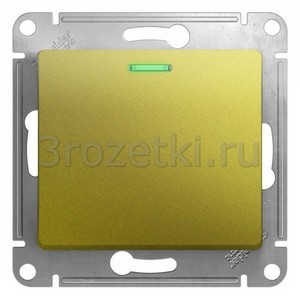 3rozetki.ru - Schneider Electric - [GSL001013] GLOSSA 1-клавишный ВЫКЛЮЧАТЕЛЬ с подсветкой,сх.1а,10AX, механизм, ФИСТАШКОВЫЙ ().