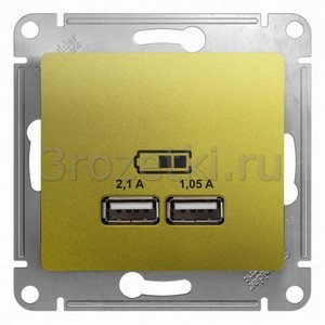3rozetki.ru - Schneider Electric - [GSL001033] GLOSSA USB РОЗЕТКА, 5В/2100мА, 2х5В/1050мА, механизм, ФИСТАШКОВЫЙ ().