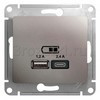 [GSL001239] GLOSSA USB РОЗЕТКА A+С, 5В/2,4А, 2х5В/1,2 А, механизм, ПЛАТИНА () <Schneider Electric->