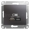 [GSL001339] GLOSSA USB РОЗЕТКА A+С, 5В/2,4А, 2х5В/1,2 А, механизм, ГРАФИТ () <Schneider Electric->